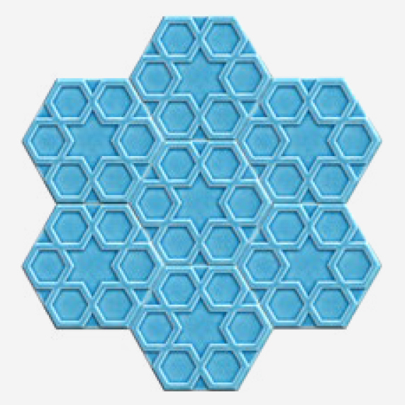 15x17 cm Rölyefli Seramik Altıgen Turkuaz-5